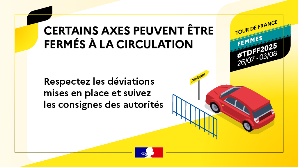 Cet après-midi, passage du <a href="/LeTourFemmes/">Le Tour de France Femmes avec Zwift</a>  !
Pour votre sécurité :
✅ Restez derrière les barrières
👶 Surveillez les enfants
🐶 Tenez les animaux en laisse
🚫 Ne courez pas à côté des cyclistes
🎯 Respectez les consignes des agents
#Sécurité #Cyclisme