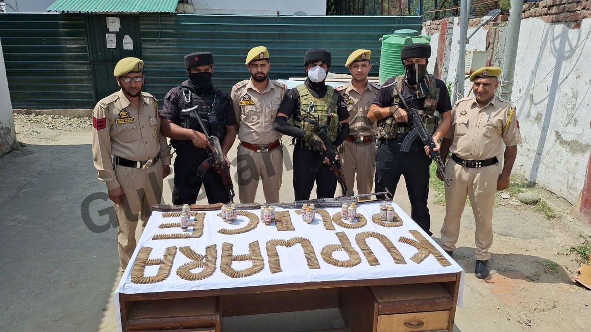 GulistanNewsTV's tweet photo. In a major success against anti-national activities, security forces today apprehended a terrorist associate during a joint Cordon and Search Operation (CASO) in village Marsary, Chowkibal, Kralpora.

The operation was jointly launched by 05 PARA, 160 Territorial Army, 98 Bn CRPF, Special Operations Group (SOG) Kralpora, and Police Station Kralpora based on specific intelligence inputs regarding the movement of a terrorist associate in the area.

During the operation, one individual identified as Wali Mohd Mir S/o Mohd Sadiq Mir R/o Marsary was apprehended. Upon search, a huge cache of arms and ammunition was recovered from his possession, which includes:
•01 AK-56 rifle
•03 AK-56 magazines
•1150 rounds of AK-56 ammunition
•17 UBGL grenades

Preliminary investigations reveal that the apprehended individual was working as a terrorist Associate for proscribed terrorist outfits and was involved in facilitating the movement of arms and ammunition to active terrorists in the region.

Accordingly, FIR No. 53/2025 under relevant provisions of law has been registered at Police Station Kralpora, and further investigation is underway.

#Kralpora #CASO #TerroristArrested #KashmirNews #SecurityForces #AntiTerrorOperation #JammuAndKashmir