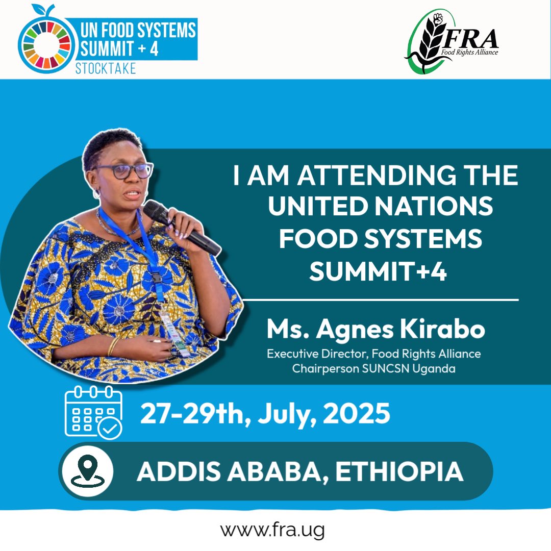 Our Executive Director, Ms. <a href="/kiraboaggie/">agnes k</a>, is attending the #UNFSS+4 Stocktake in Addis Ababa, Ethiopia. 

Ms. <a href="/kiraboaggie/">agnes k</a> has been engaged in the #FoodSystems agenda since its inception in 2021. Today, she joins the government delegation at this landmark summit taking place on