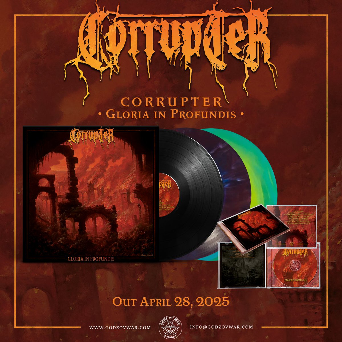 𝔊𝔬𝔡𝔷 𝔒𝔳 𝔚𝔞𝔯 𝔓𝔯𝔬𝔡𝔲𝔠𝔱𝔦𝔬𝔫𝔰 (@godzovwar) on Twitter photo 🔔 A few reviews of ''Gloria In Profundis'' by Corrupter.
👉 Cult MetalFlix
👉 Ni Bies, Ni Hydra
👉 Winter Torment
👉 Wings of Death
🔴 cultmetalflix.wordpress.com/2025/03/28/abr…
🔴 apocalypticrites.blogspot.com/2025/04/recenz…
🔴 wintertormentwebzine.blogspot.com/2025/04/corrup…
🔴 wingsofdeath.net/Corrupter-Glor… 🔔 A few reviews of ''Gloria In Profundis'' by Corrupter.
👉 Cult MetalFlix
👉 Ni Bies, Ni Hydra
👉 Winter Torment
👉 Wings of Death
🔴 cultmetalflix.wordpress.com/2025/03/28/abr…
🔴 apocalypticrites.blogspot.com/2025/04/recenz…
🔴 wintertormentwebzine.blogspot.com/2025/04/corrup…
🔴 wingsofdeath.net/Corrupter-Glor…