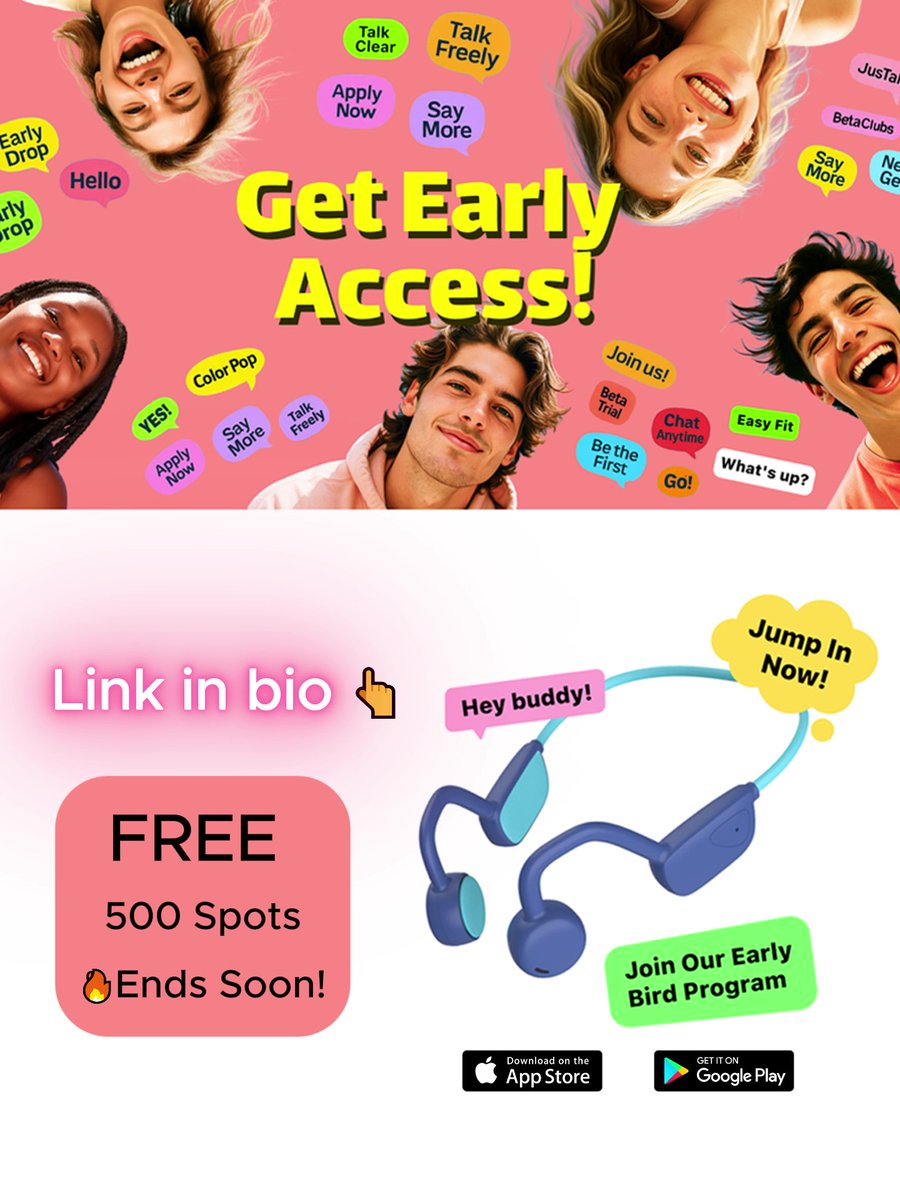 JusTalkApps's tweet photo. Your Early Bird Invite Is Here! 🔥
Parent-approved TalkiePods 🎧 Control time, volume &amp;
reports. 500 free trials only! ⏳ Link in bio ❤️
#EarlyBird #EarlyBirdOffer #giveaway #parents
#justalkme https://t.co/JaaHLUEoNO