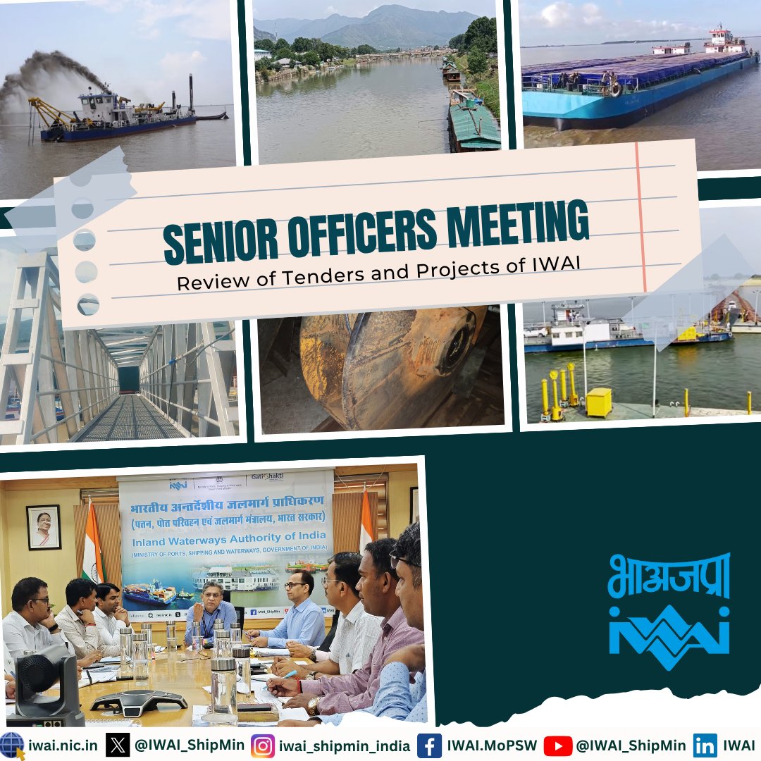 IWAI_ShipMin's tweet image. Senior officers' meeting headed by Chairman, IWAI, was held today to review the status of ongoing IWAI projects, tenders and activities in various national waterways of the country.
@shipmin_india @iwai_assam