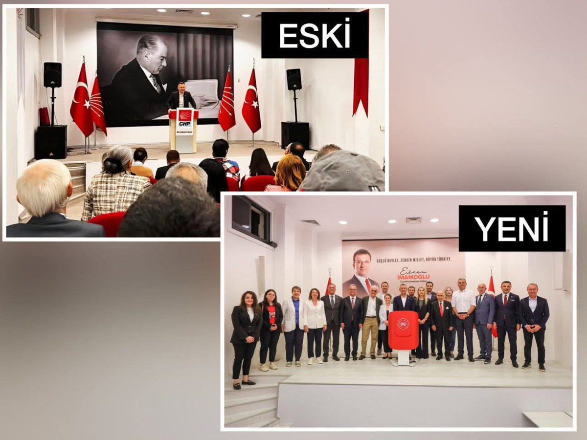 CHP'NİN YENİ ATATÜRK'Ü: İMAMOĞLU

CHP’nin Bülent Ecevit Parti Okulu binasında yer alan konferans salonundaki Atatürk fotoğrafı indirildi, yerine Ekrem İmamoğlu’nun fotoğrafı asıldı.
Değişim Şart 😂😂