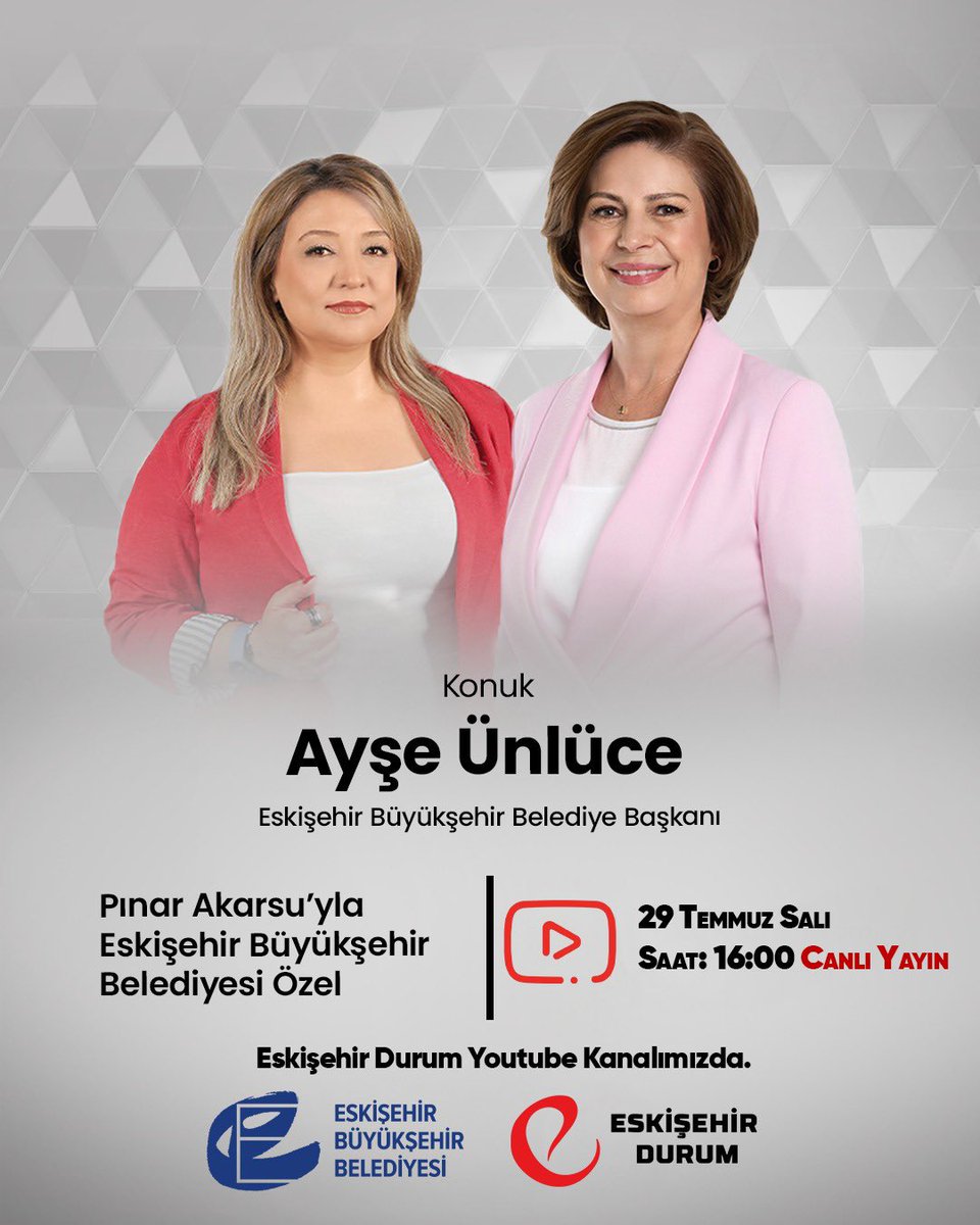 Eskişehir Durum Youtube kanalında buluşalım! 💻📲

Sevgili hemşehrilerim, bugün saat 16.00’da Eskişehir Durum Youtube kanalında değerli gazeteci Pınar Akarsu'nun gündeme dair sorularını yanıtlayacağım. 

🔗 Yayın bağlantısı: youtube.com/live/LCeEYLng8…