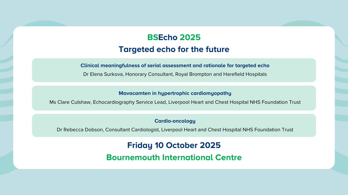 We're highlighting the sessions you can expect at #BSEcho2025 - and we can't wait to welcome you to Bournemouth!

📢 Next up: take a look at our #TargetedEcho session taking place on Friday 10 October 2025 👇

View the full programme and book your place: ow.ly/JHmc50Wv8Yz