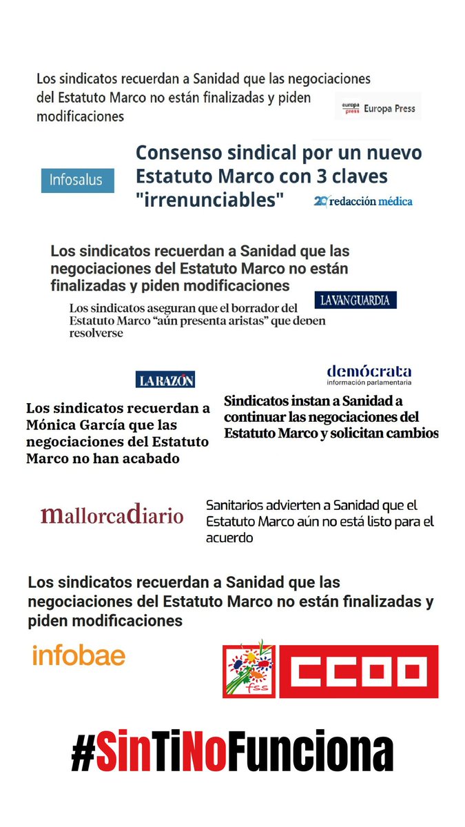 ❌ El último borrador del EM no está listo para ser consensuado

🫴🏽 Hay que avanzar hacia un modelo laboral que priorice la salud física y mental de sus profesionales, la conciliación de la vida personal y laboral, y el bienestar y la calidad asistencial de la población

⬇️📰