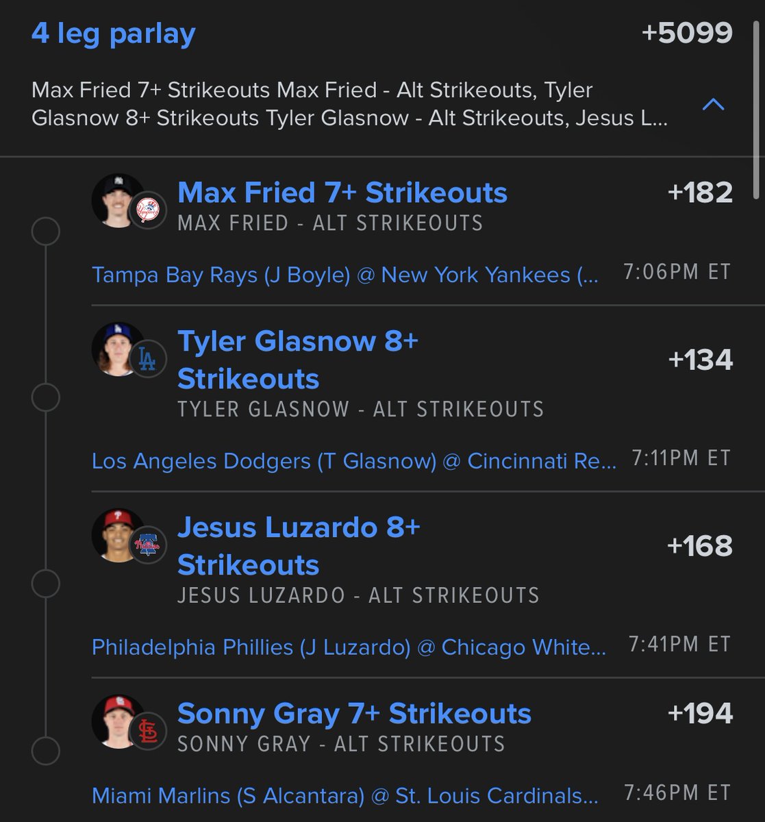 +5099 #MLB ⚾️ STRIKEOUT LOTTO 🔥

#GamblingX