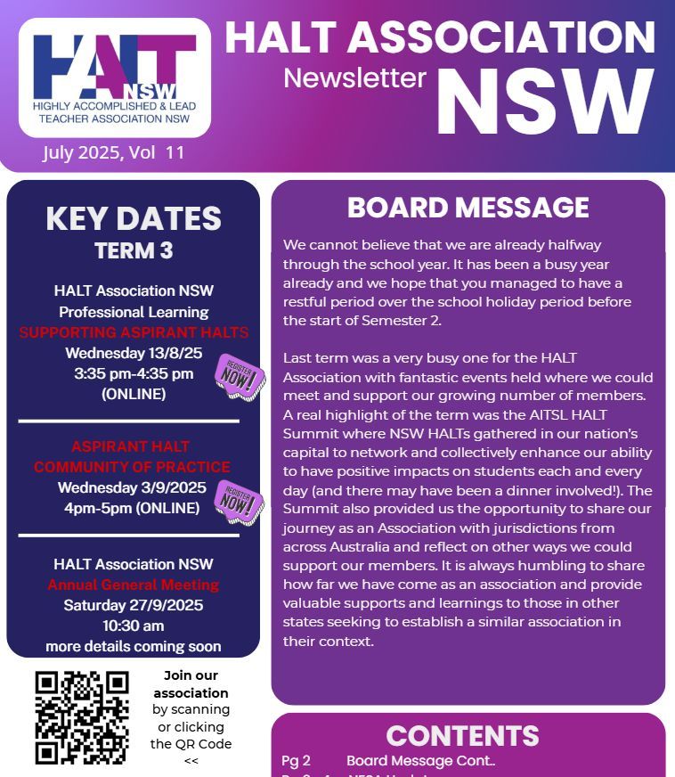The Term 3 Newsletter is here! 440 HALTs in NSW, workshops for aspirants and school leaders, reflections on the AITSL HALT Summit and more. Read it here: buff.ly/MYcu4Fo