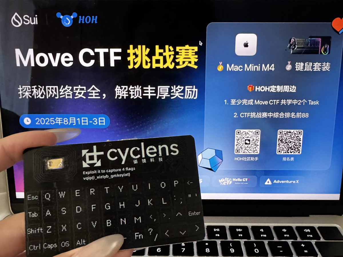 Shae_131's tweet image. 回家5天后终于收拾了行李箱，拖延症晚期真是没救了 🤯

翻出了来自 @SEEMsec 很酷的周边 
（完全没听懂怎么用但酷就完了！

📢 再预告一下 @0xHOH 和 @cyclens_tech 联合推出的 Move #CTF 挑战赛将在 「8月1日-3日」进行！

还有 Mac Mini、键鼠套装和限量周边多种奖励 🤩 欢迎大家都来参与