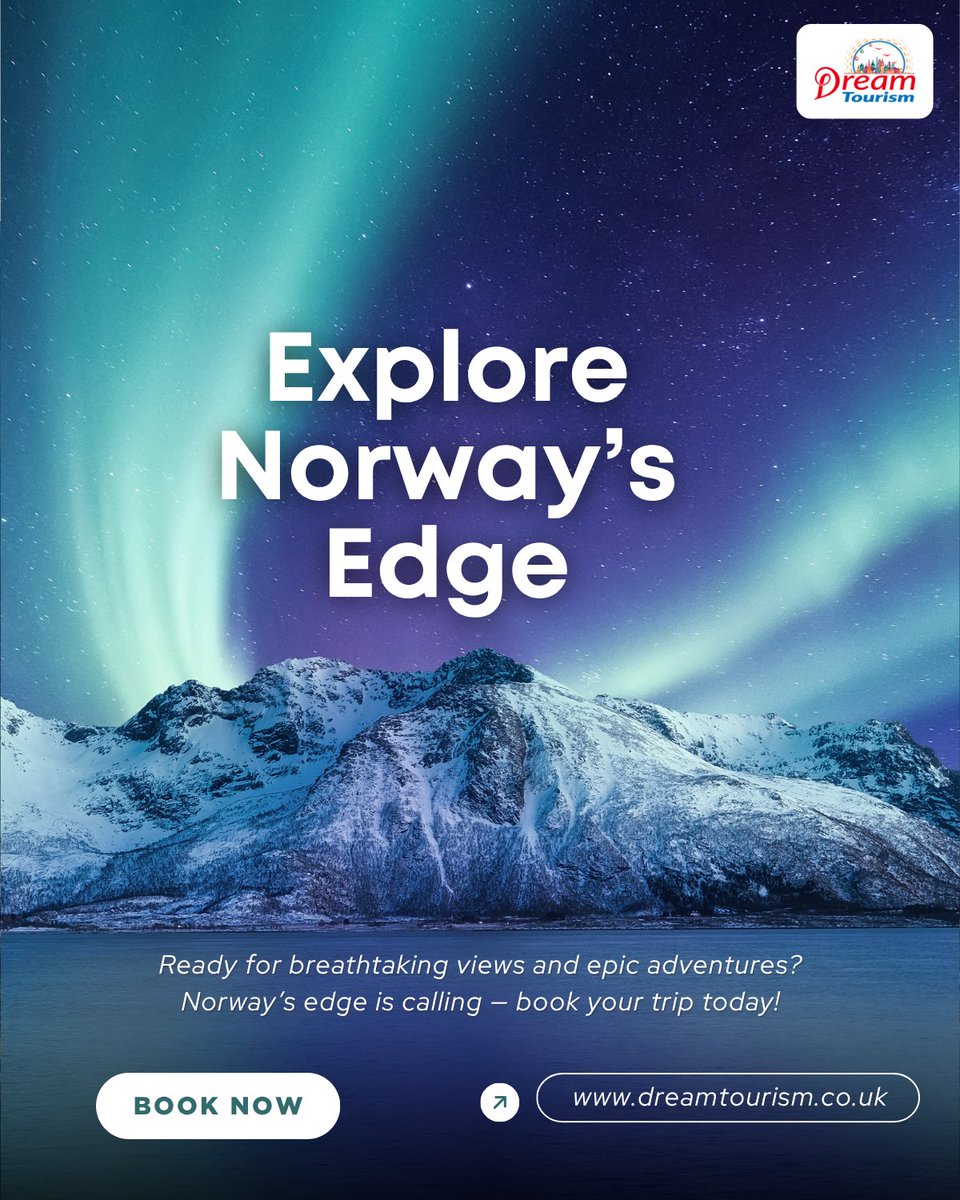 dreamtourismuk's tweet image. Why summer is the perfect time to explore Norway’s edge long days, stunning fjords, and the midnight sun. Plan your trip with Dream Tourism UK: dreamtourism.co.uk

#ExploreNorway #NorwaySummer #DreamTourismUK #VisitNorway #NorwayEdge #NorwayTours #ScandinaviaTravel