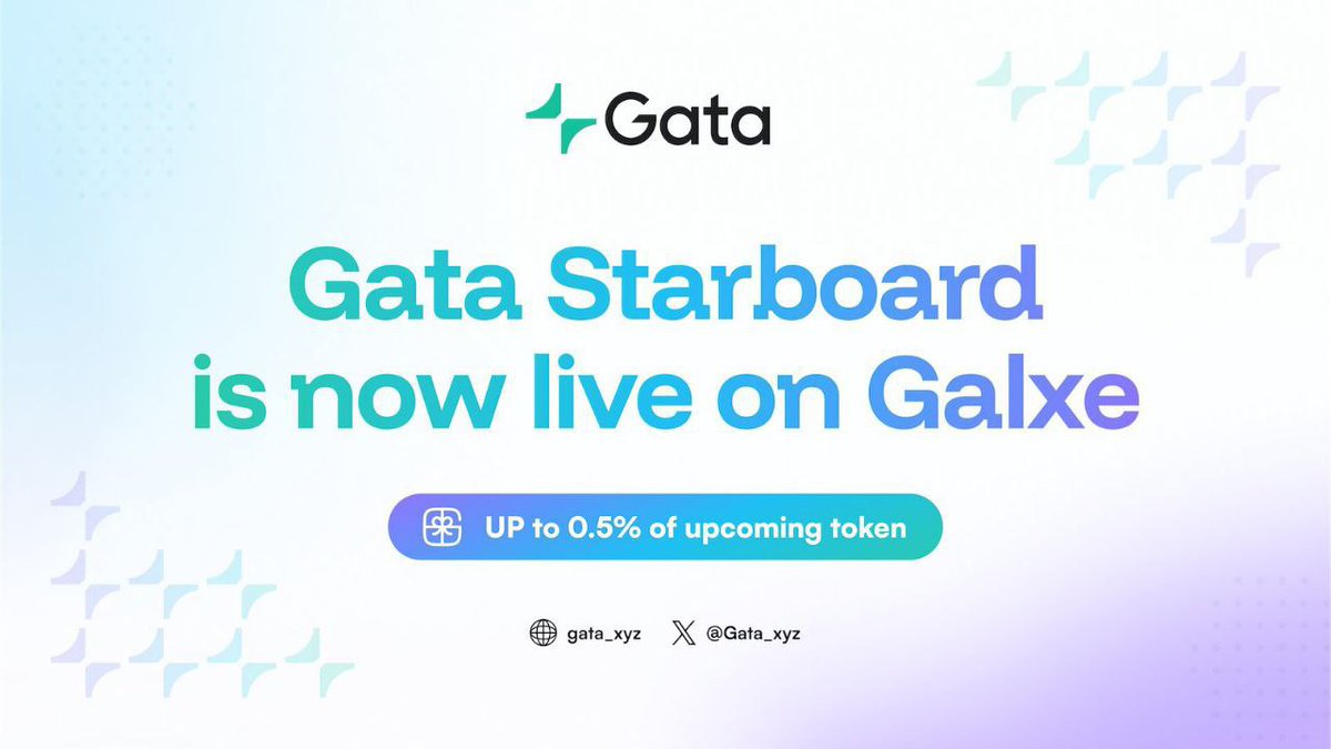 Breaking : <a href="/Gata_xyz/">Gata</a> just launched their content campaign on <a href="/Galxe/">Galxe</a> Starboard

They’re giving away 0.5% of supply 
 Just create good content, earn Aura, and climb the leaderboard
🔗 app.galxe.com/quest/Gata/sta…

Dont Sleep on this we are Already doing Testnet
#Gata_xyz #Galxe #Airdrop
