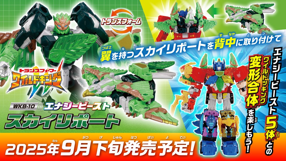 『トランスフォーマー ワイルドキング』 ━━━━━━━━━━━━━━━━━━  
◢◤9月発売予定の商品情報を解禁！◢◤

ついに翼を持つ動物族のエナジービーストが登場✨
ワシ型トランスフォーマーのスカイリポート！
エナジーマスターの背中にワイルドッキングして楽しもう！

▶️ご予約はこちら！