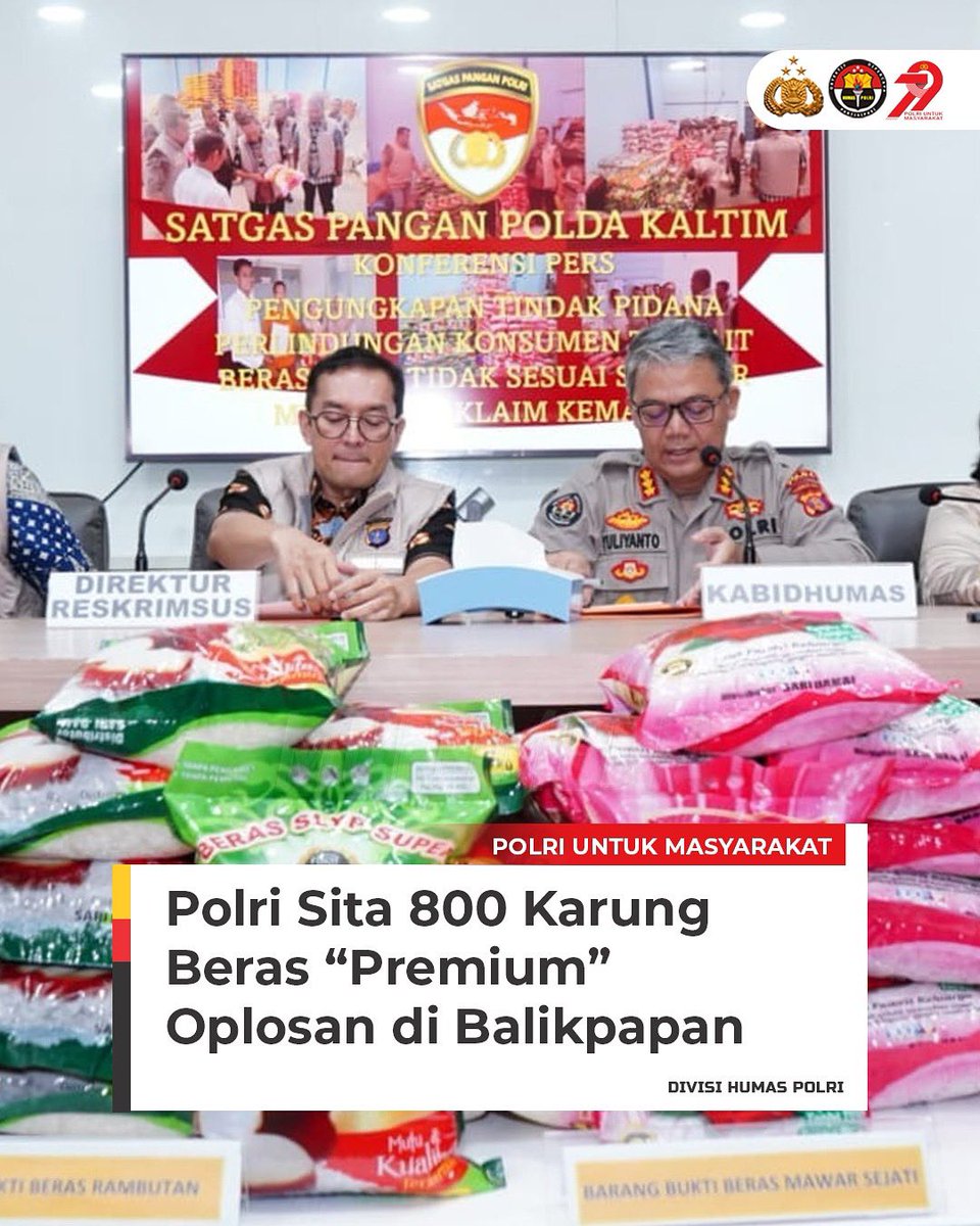 Polda Kalimantan Timur (Kaltim) mengungkap kasus penjualan beras bermerek Mawar Sejati Premium dan Rambutan Premium yang tidak sesuai dengan klaim mutu pada kemasannya.  Polri Terus berkomitmen #SiapBerantasKriminalitas dan Upaya Penegakan Hukum untuk Indonesia