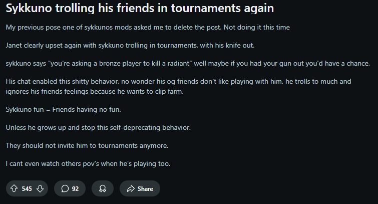 wistfulsapling's tweet photo. Sykkuno used to farm clips now he farms hate threads. Says he's not intentionally inting his streams but is out of touch with his fanbase theyre turning on him and its affecting friends that play with him because people would rather turn off the steam than watch a Sykkuno lobby https://t.co/tjSsbijOun