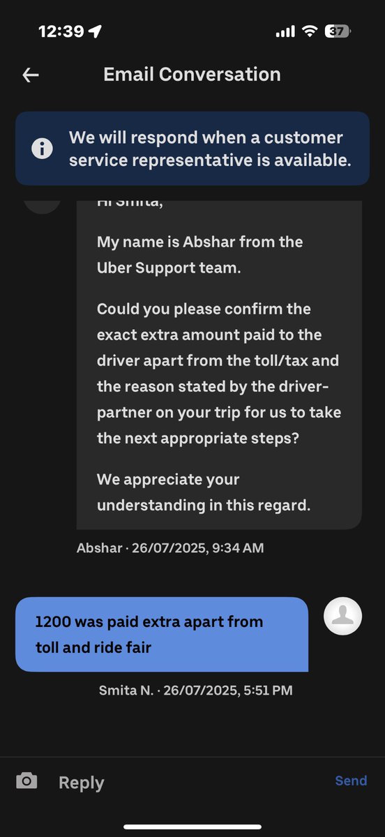 nairsmita17's tweet photo. @dkhos @Uber_India @prabhjeet_s @Uber whats my fault more than 7 days of escalation to Uber about unsafe ride extra cash , misbehaviour unclear guidelines lack of support.  you will only act whn its a national news or it will impact ur sales or shares RESOLVE MY COMPLAINT https://t.co/JC2NWE5ZFC
