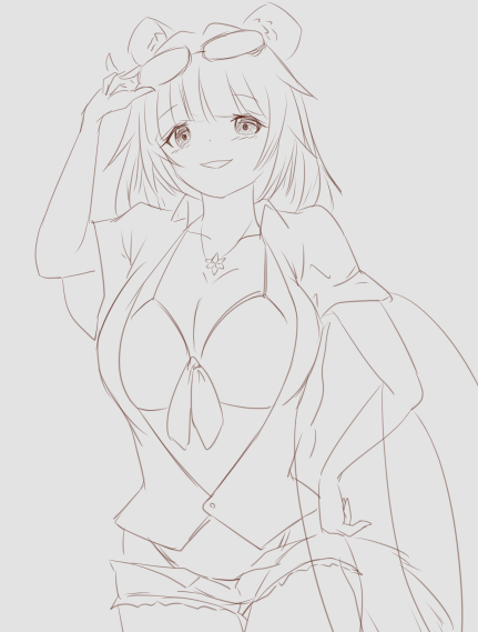 sPeaker0306's tweet image. 水着エスメラルダ先生のラフ