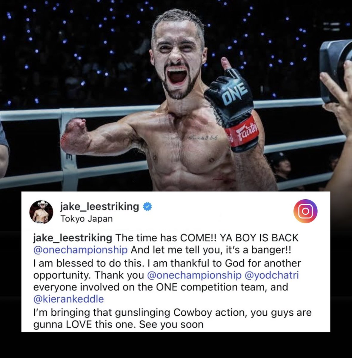 TetsuyaMT789's tweet image. Looks like Jake Peacock already has a fight booked, possibly at ONE 173 in Japan 🇯🇵 👀
Via IG: jake_leestriking