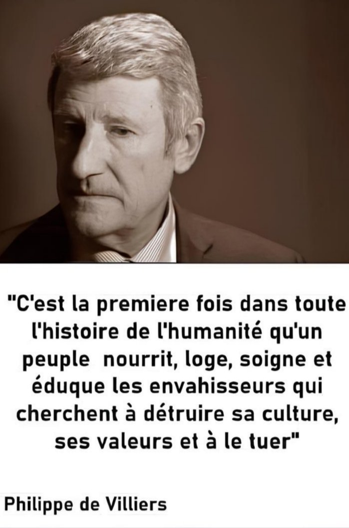 On ne peut pas survivre en nourrissant ceux qui veulent notre disparition.
La lucidité de Philippe de Villiers 🇫🇷
Il avait vu le piège, pendant que d’autres déroulaient le tapis rouge.

#PhilippedeVilliers #France #Identité #CouragePolitique