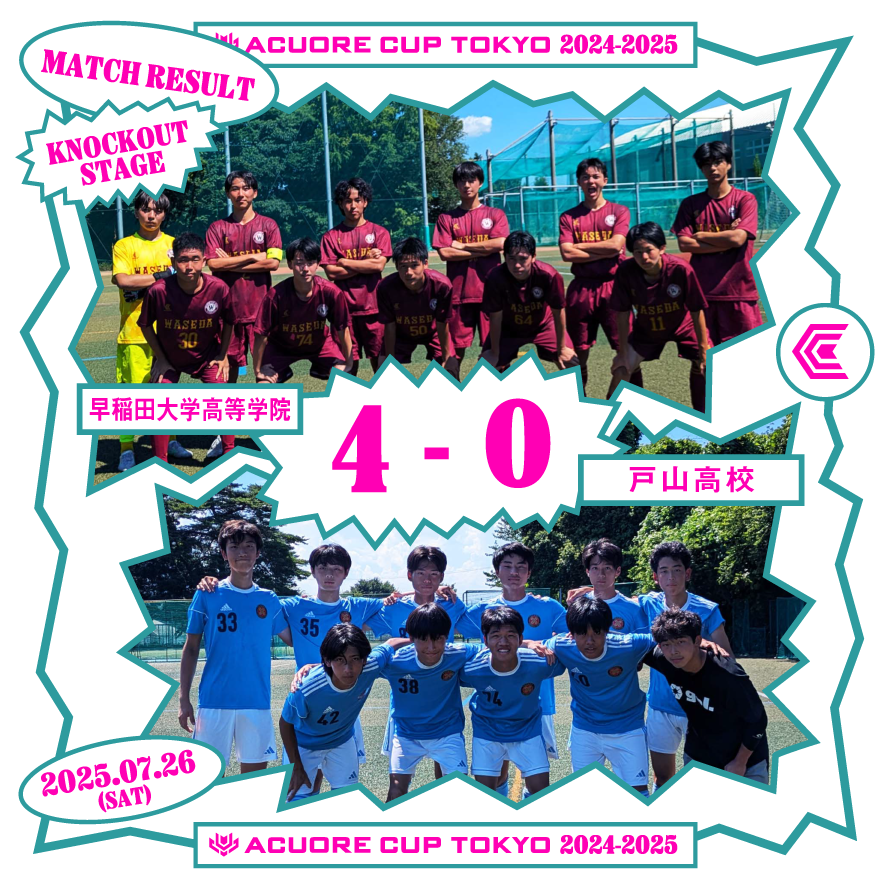 Acuore_official's tweet photo. 【ACUORE CUP TOKYO 24-25】7/26（土）に行われた決勝トーナメントの試合結果です。

#ACUORECUPTOKYO #ACUORE #アクオレ https://t.co/DC0ZxEinpR