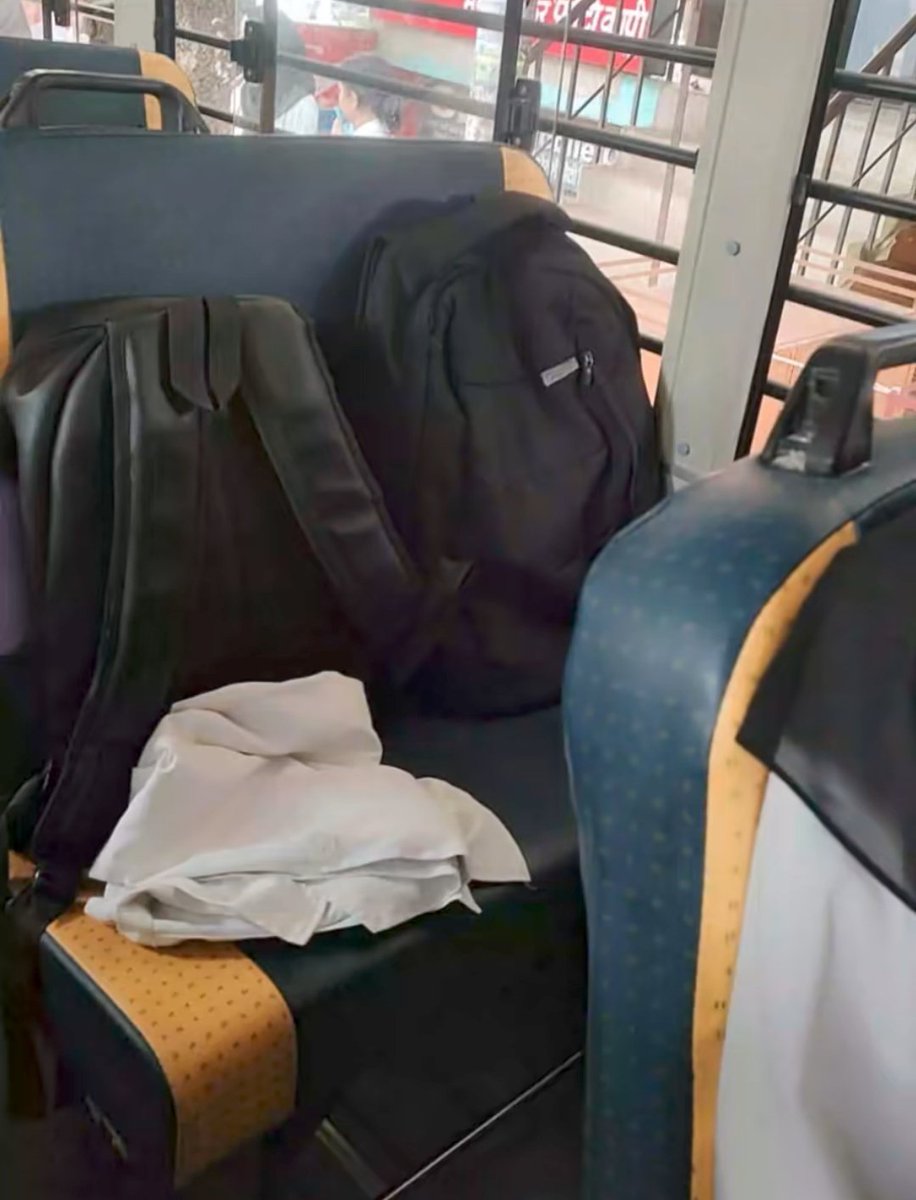 lowkeyaryaa's tweet image. In India, a bag on a bus seat is more powerful than a legal contract
