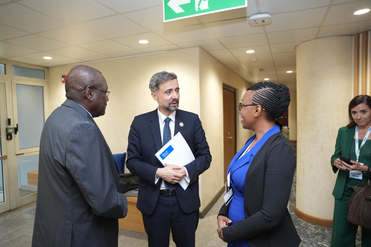 ASARECA's tweet photo. ASARECA Ag. Board Chairperson Amb. @KipyegoCheluget together with ASARECA Policy Program Officer, Ms @JulianBarungi have held discussions with @IFADPresident, Mr. Alvaro Lario at the sidelines of the ongoing #UNFoodSystemsSummit in Adis Ababa, Ethiopia. Discussions centered around deepening collaboration between @ASARECA and @IFAD beyond the current CAADP-XP4 project that is funded by @EU_Commission & managed by @IFAD . Under the CAADP-XP4 Programme, @EU_Commission through @IFAD is strengthening the capacity of @ASARECA alongside @FARAinfo , @CARDESSA, @CORAFNews , and @afaasinfo and their national level constituents and partners to contribute to climate resilient and sustainable agriculture. Direct support from IFAD will go a long way in consolidating gains already achieved via the CAADP-XP4 Programme.