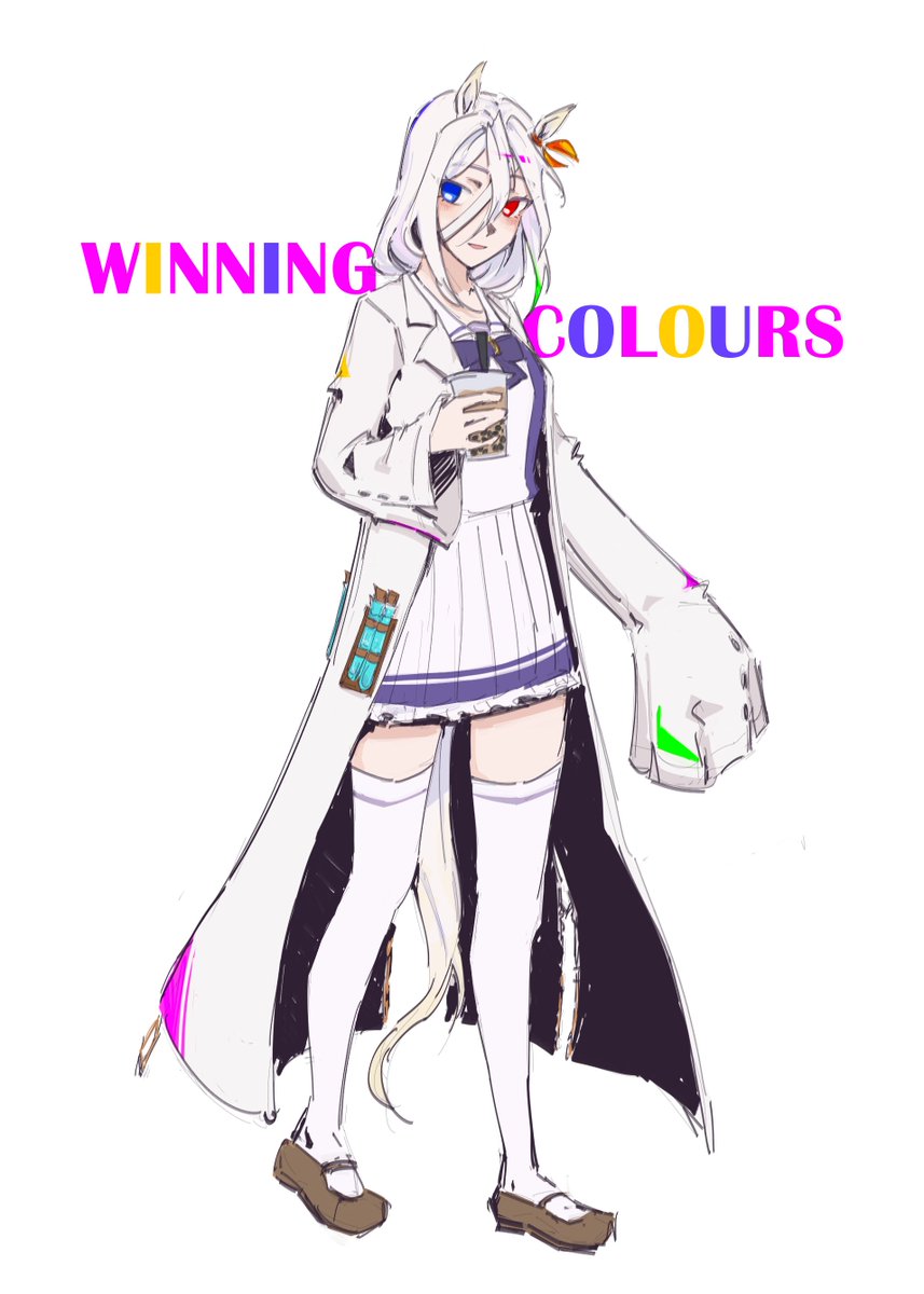 JiFu_Ji's tweet image. drew my friend @tachyonbae &apos;s uma oc winning colours🤍
#umamusume #oc