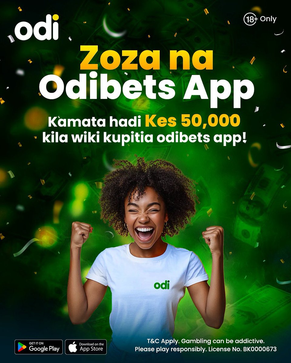 OdibetsOfficial's tweet image. Tumia APP 📱 kila mara upate nafasi ya kua mshindi! Washindi wa ZOZA NA ODIBETS APP wanajinyakulia up to 50,000 weekly!
Get the OdiBets app here 📱👉 app.odibets.com alafu wekelea 49 au zaidi kila mara na unaweza angukia a prize of up to 50,000 kila wiki.
* Withdrawable…