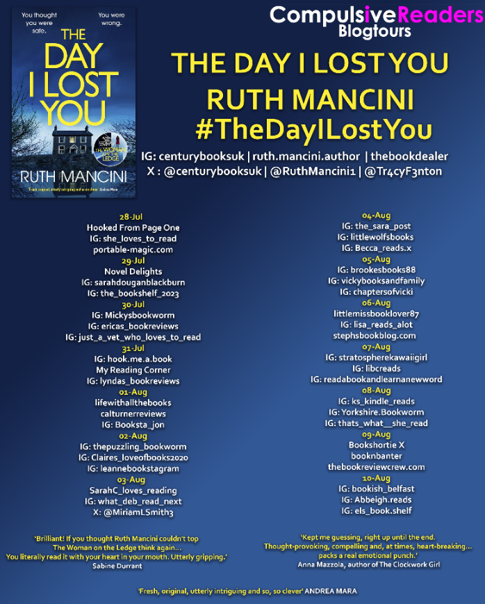 Sarah Blackburn (@sarahbl76867443) on Twitter photo Thank you for the opportunity in joining this blog tour -
The Day I lost You by Ruth Mancini
<a href="/RuthMancini1/">Ruth Mancini</a> <a href="/Tr4cyF3nt0n/">Tracy Fenton</a> <a href="/centurybooksuk/">Century Publishing</a> xx Thank you for the opportunity in joining this blog tour -
The Day I lost You by Ruth Mancini
<a href="/RuthMancini1/">Ruth Mancini</a> <a href="/Tr4cyF3nt0n/">Tracy Fenton</a> <a href="/centurybooksuk/">Century Publishing</a> xx