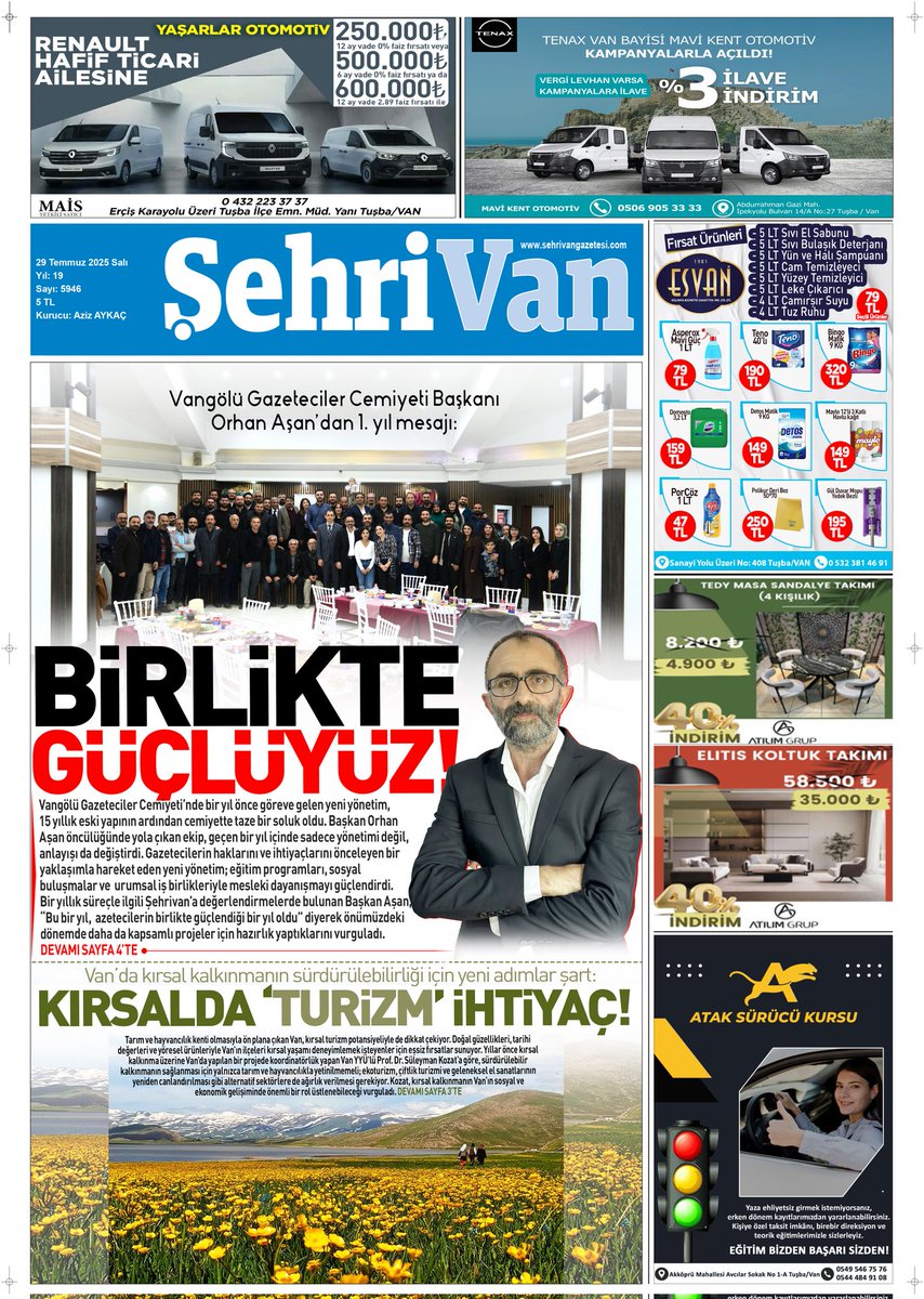 29.07.2025 TARİHLİ GAZETE MANŞETİMİZ

BİRLİKTE GÜÇLÜYÜZ! 

İŞTE HABERİN DETAYI:
sehrivangazetesi.com/vanda-gazeteci…
<a href="/vgckurumsal/">Vangölü Gazeteciler Cemiyeti</a> <a href="/orhandha/">ORHAN AŞAN</a>