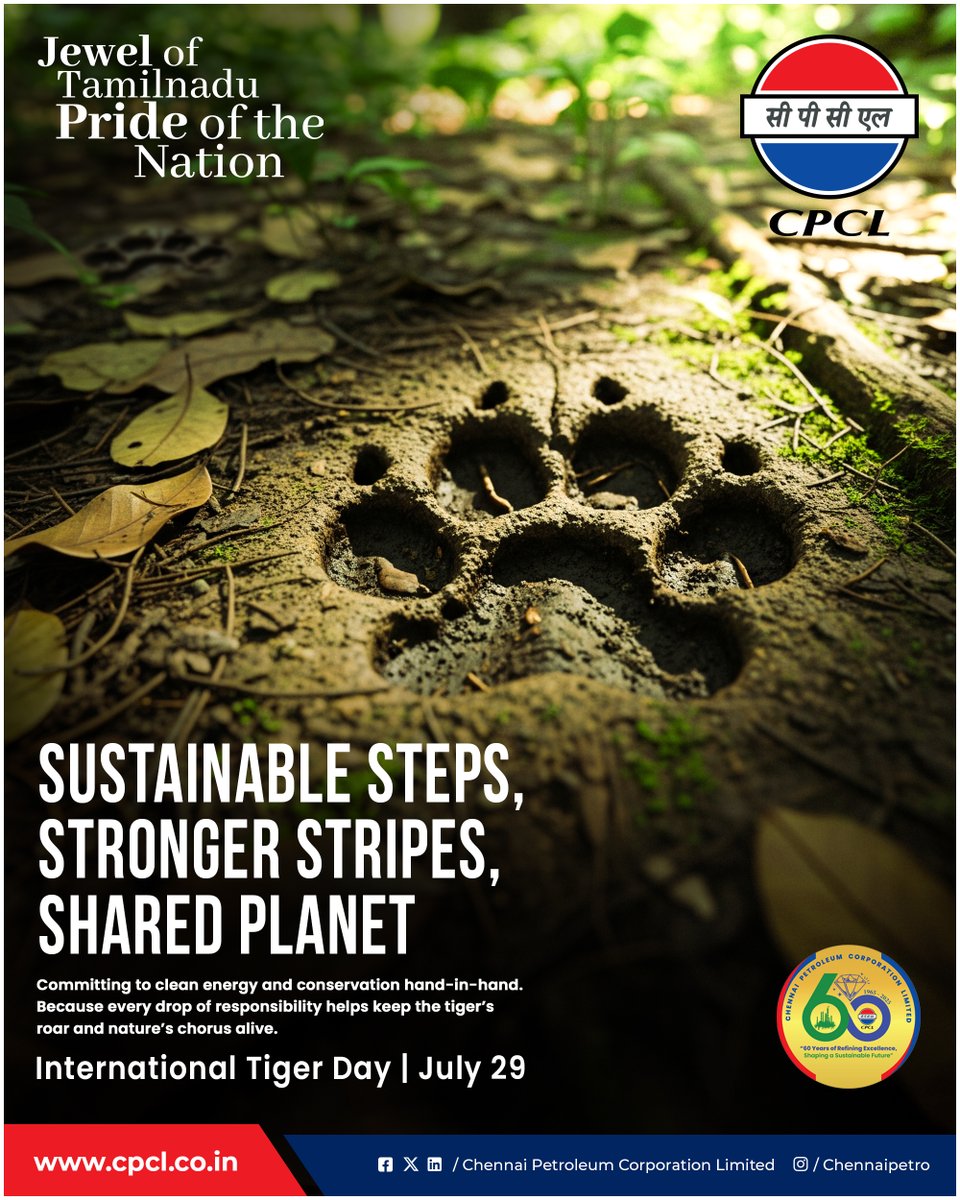 Today, on Global Tiger Day, let’s raise awareness about the importance of protecting one of our planet’s most iconic and endangered species. Tigers are not just symbols of strength; they are vital to maintaining the balance of our ecosystems. 

#GlobalTigerDay #CPCL #SaveTigers