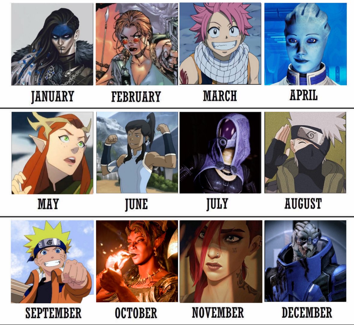 alizorahh's tweet image. bandwagon your birth month + my fav characters 🥰