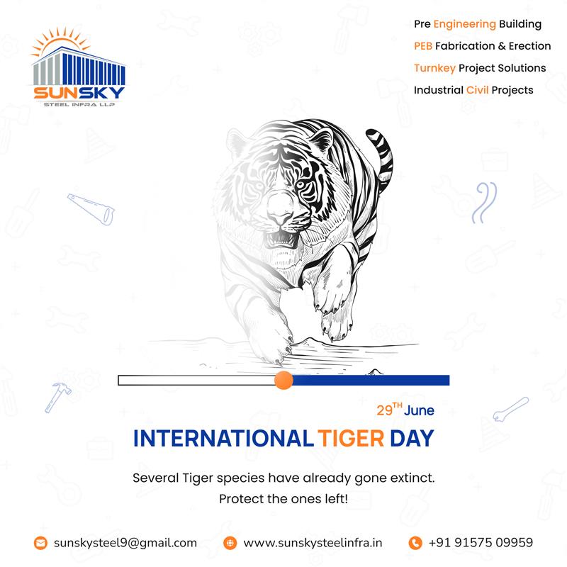 SS_SteelInfra's tweet photo. This #InternationalTigerDay, let’s pledge to protect our stripes and preserve the wild. #Tigers are not just majestic animals, they're a vital part of our ecosystem.

#SaveTheTigers #TigerDay #WildlifeConservation #SunskystellinfraLLP #PEBManufacturer #TurnkeySolution #PEB https://t.co/cSCsjulcqZ