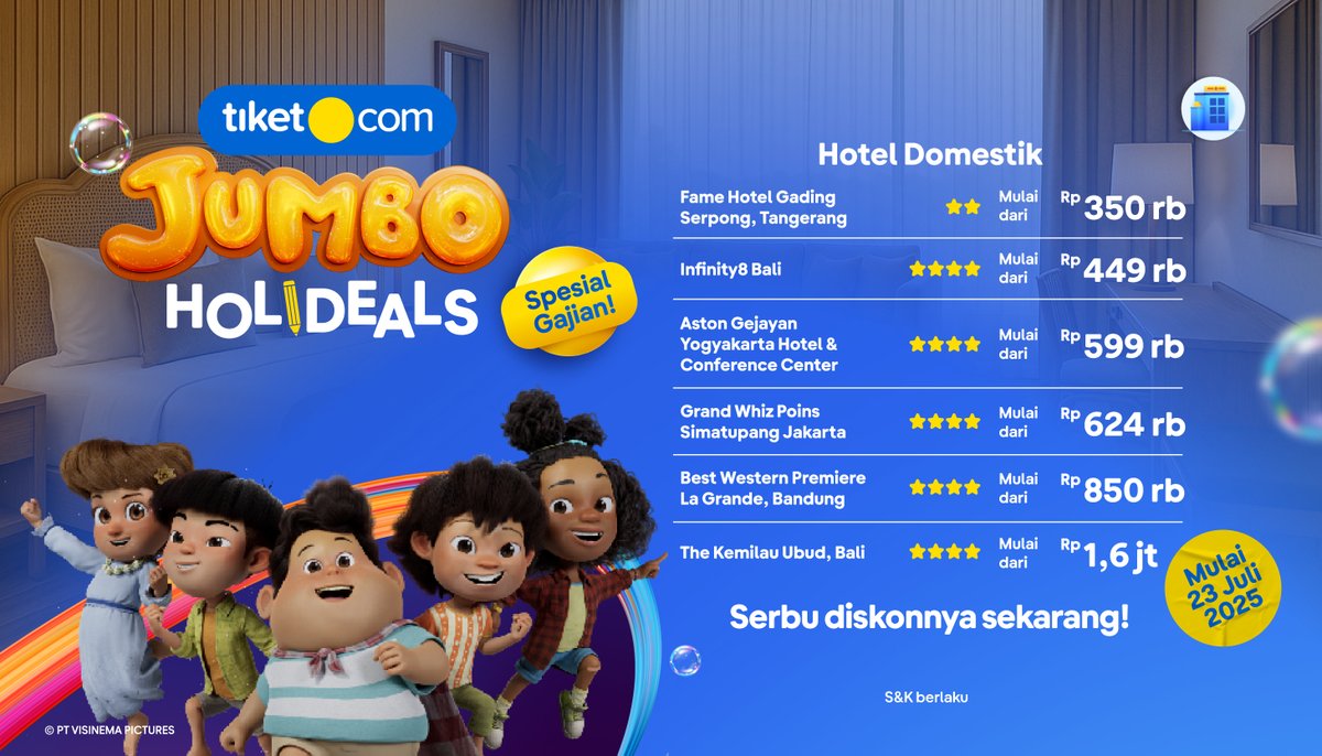 tiket.com (@tiket) on Twitter photo โจ๐๐ฎ๐๐ญ ๐ค๐๐ฆ๐ฎ ๐ฒ๐๐ง๐ ๐ฆ๐๐ฎ ๐ฌ๐๐ฅ๐-๐ซ๐๐ฐ๐๐ซ๐ ๐๐๐ข๐ฌ ๐ ๐๐ฃ๐ข๐๐ง โจ
Gercep nginep murah di seluruh Indonesia pakai promo tiket.com Jumbo Holideals Spesial Gajian! ๐คฉ
go.tiket.com/JUMBOHolidealsโฆ
Serbu diskonnya sekarang! โจ๐๐ฎ๐๐ญ ๐ค๐๐ฆ๐ฎ ๐ฒ๐๐ง๐ ๐ฆ๐๐ฎ ๐ฌ๐๐ฅ๐-๐ซ๐๐ฐ๐๐ซ๐ ๐๐๐ข๐ฌ ๐ ๐๐ฃ๐ข๐๐ง โจ
Gercep nginep murah di seluruh Indonesia pakai promo tiket.com Jumbo Holideals Spesial Gajian! ๐คฉ
go.tiket.com/JUMBOHolidealsโฆ
Serbu diskonnya sekarang!