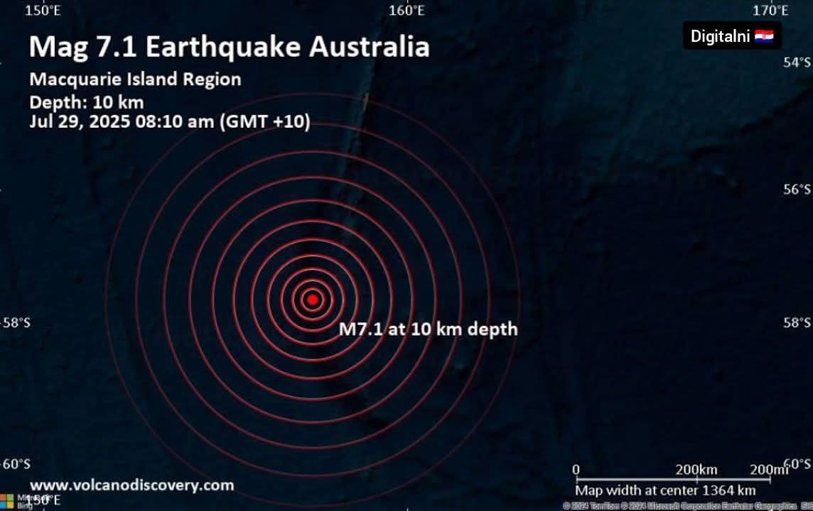InfoFPMKI's tweet photo. Satu lagi Mag Utama. Gempa 7,1 - Samudra Pasifik Selatan, 351 km selatan dari Pulau Macron, Tasmania, Australia, 
pada 2025-07-29... https://t.co/x1VdtWs3bM