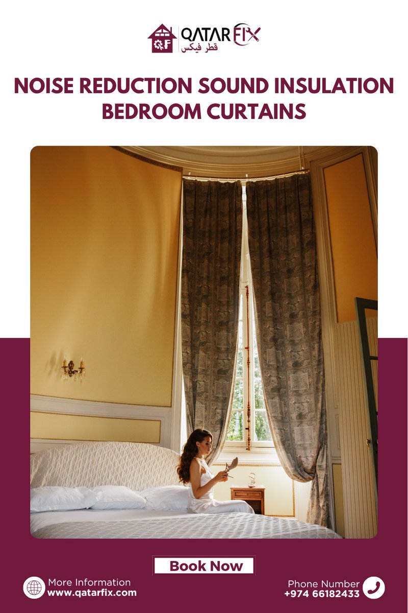 qatarfix's tweet photo. Our premium noise-reduction sound insulation curtains are perfect for ensuring a restful sleep and a serene atmosphere. 📷📷

📷 Call us now at +974 66182433
📷 Learn more at https://t.co/5ttWYwxDau

#QatarFix #BedroomCurtains #SoundInsulation #HomeDecor https://t.co/wba8Difwq0