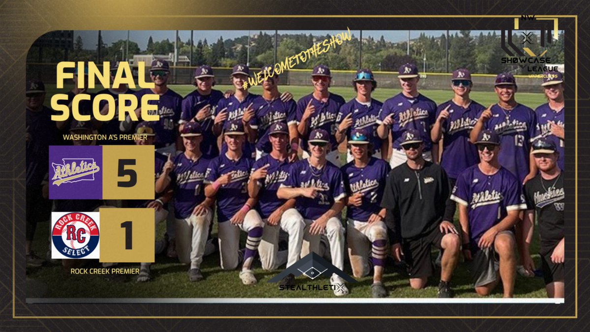 Game 1 in the Showcase division goes to 
<a href="/WashingtonAs/">Washington A’s</a> Premier.  #welcometotheshow