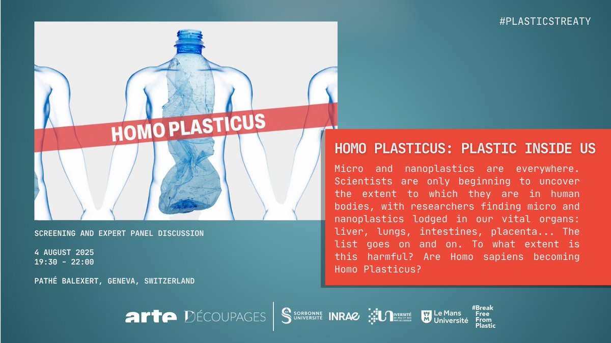 In Geneva for the #PlasticsTreaty negotiations? Join us for a FREE screening of a powerful documentary that puts human health at the center of the plastic pollution crisis.

📅 4 August 2025
🕖 19:30 - 22:00

Register 👇
eventbrite.com/e/screening-pa…

 #INC52 #HomoPlasticus