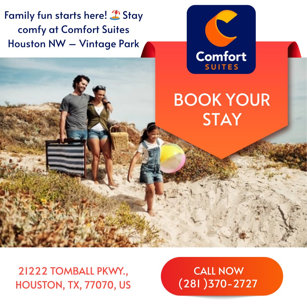 comfort_nw's tweet image. 👨‍👩‍👧 Fun for the whole family, comfort for everyone—make Comfort Suites your Houston home base!
#FamilyFunStay #HoustonTravel #ComfortSuitesVintagePark #VacationVibes #RelaxAndPlay