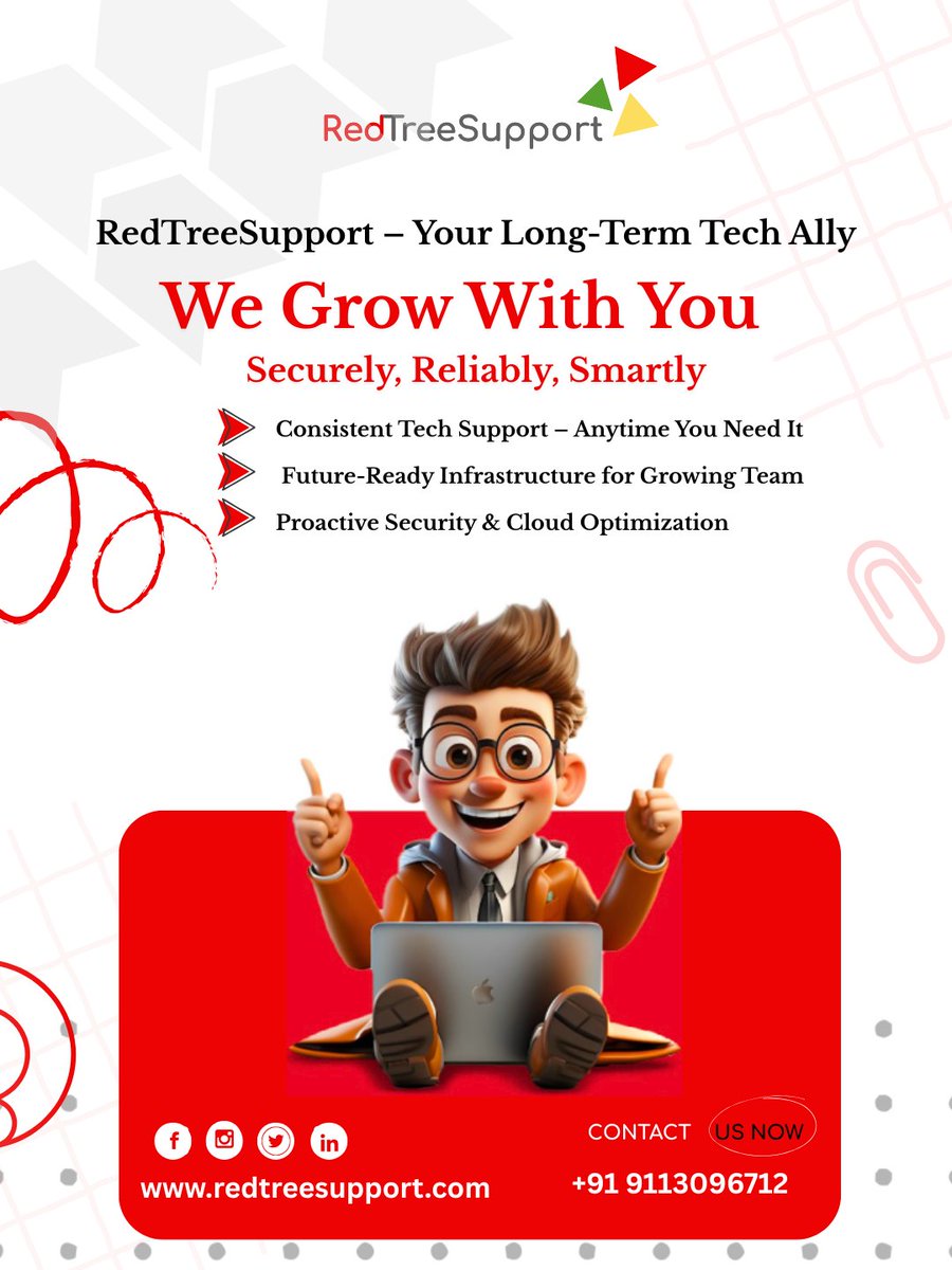 redtreesup2024's tweet image. Your tech shouldn’t hold you back.
🌐 Join us now—visit our website! lnkd.in/gRiEgiWZ  #RedTreeSupport  #RTS  #ITPartner #TechAlly #SmartIT #ManagedITServices #Microsoft365 #CloudMigration #SecureIT #TechForBusiness #ITSupportBangalore #RemoteTeamSupport