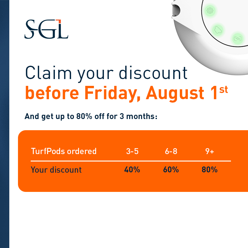 SGLsystem's tweet photo. Only a few days left for TurfPod discount! 🚨
🏷️ Save up to 80% on TurfPods for 3 months, but only until 1 August.
📊 That’s 3 months of smarter grass management, clearer insights, and better decisions at a fraction of the price.
#KnowingIsGrowing