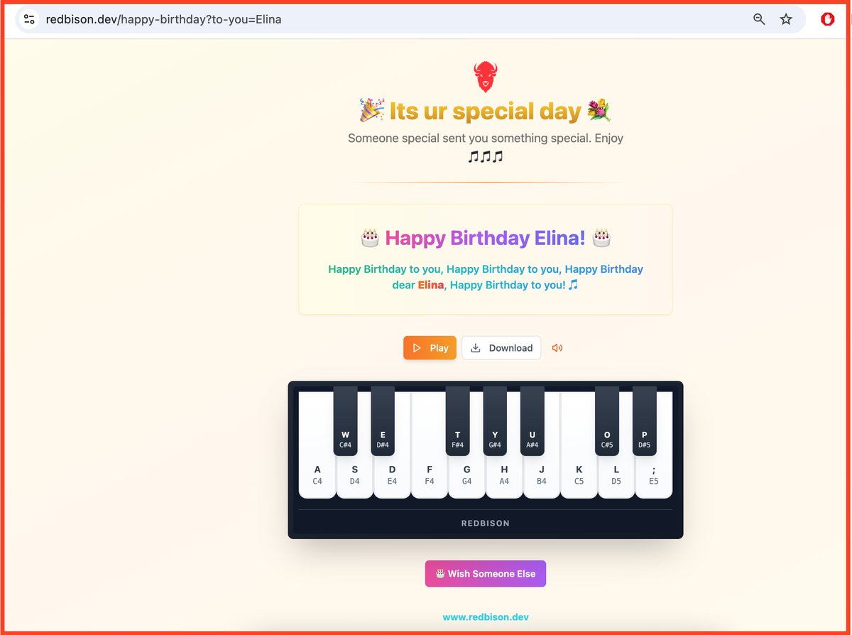 redbison_dev's tweet photo. https://t.co/eCv4dYkYfS

Here is a cool way to wish your loved ones Happy birthday. 🎂🎹🎶

Give it a try!

https://t.co/3xCxrTZVgC

#HAPPYBiraDAY https://t.co/J10lz62qXc