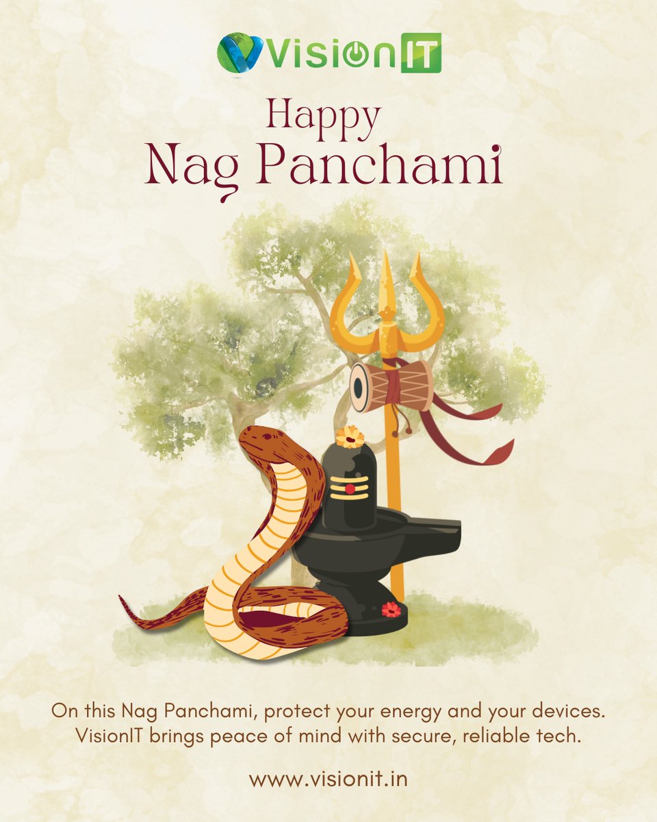 online_visionit's tweet photo. From divine protection to digital protection—VisionIT wishes you a blessed Nag Panchami. 🐍✨
Happy Nag Panchami! 🐍
#NagPanchami #NaagDevta #HappyNagPanchami https://t.co/w8iWtai71X