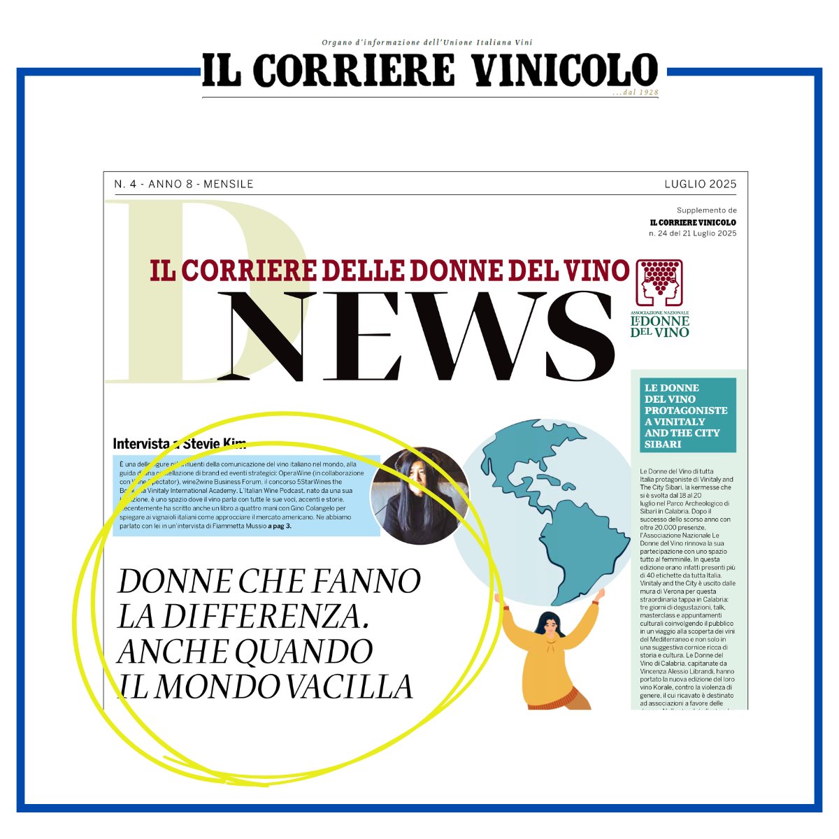 🌍 Donne che fanno la differenza. Anche quando il mondo vacilla. Nell'inserto del Corriere Vinicolo (n. 24/2025), ancora spazio alle storie e all’impegno delle Donne del Vino. 
#corrierevinicolo #vino #donnedelvino
unioneitalianavini.it/il-corriere-vi…