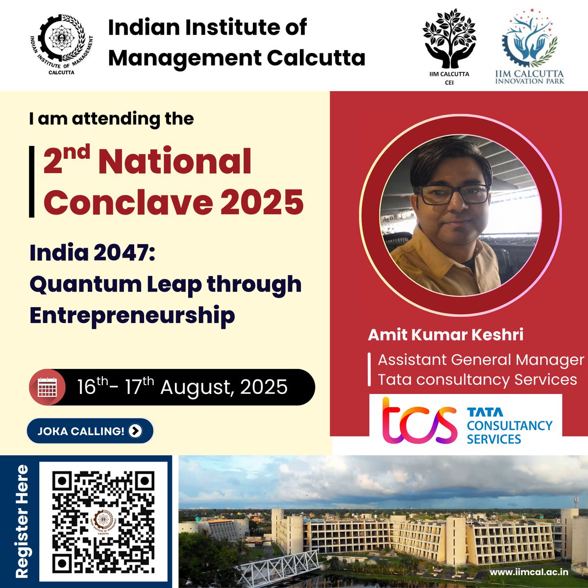 IIM_Calcutta's tweet image. Be a Part of IIM Calcutta’s 2nd National Conclave on Entrepreneurship!
Meet | Network | Explore
Register Now: shorturl.at/EDDo7
More Information: shorturl.at/2l3rF
Less than 25 rooms at MDC are left. Please register now.
#IIMCalcutta #India2047 #Entrepreneurship…