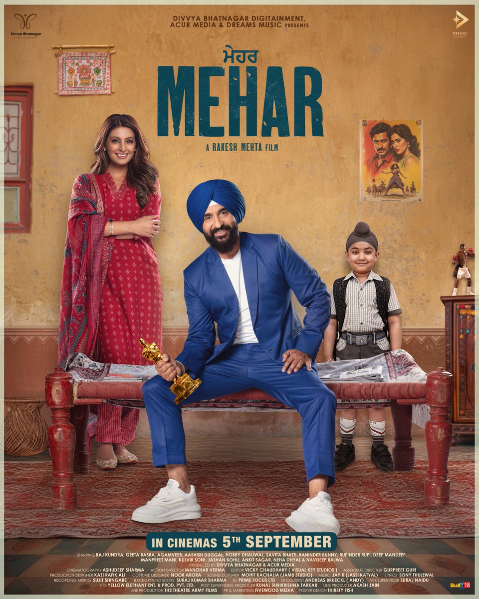 punjabifront's tweet image. The first look poster of  MEHAR released.
A film that celebrates family values and unconditional love.
*Worldwide releasing on 5th Sep 2025 *
#MeharTeaser #RajKundra #GeetaBasra #PunjabiCinema #DreamsMusic #FamilyDrama #PunjabiFilm #newpunjabifilm
