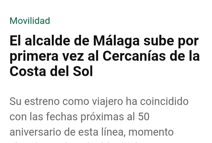 Toni Morillas (@antoniamorillas) on Twitter photo Han tenido que pasar 50 años y prepararle una performance televisada para que el alcalde de <a href="/malaga/">Ciudad de Málaga</a> se suba a un Cercanías.
Cuantos años tendrán que pasar para que se suba a un autobús?
La escena de los alcaldes del PP sin saber donde agarrarse: Working class de toda la vida Han tenido que pasar 50 años y prepararle una performance televisada para que el alcalde de <a href="/malaga/">Ciudad de Málaga</a> se suba a un Cercanías.
Cuantos años tendrán que pasar para que se suba a un autobús?
La escena de los alcaldes del PP sin saber donde agarrarse: Working class de toda la vida