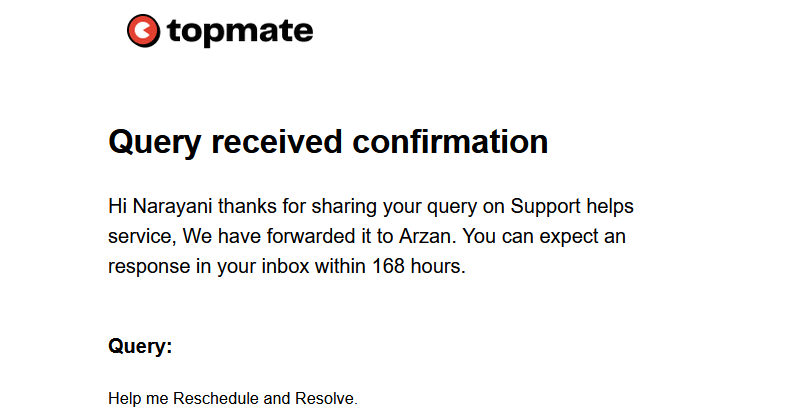 Narayani07's tweet image. Team Topmate - 7 days to resolve a reschedule request???
Can I cascade the same to the person who has paid me on Topmate?
@Ankx6 @topmateHQ