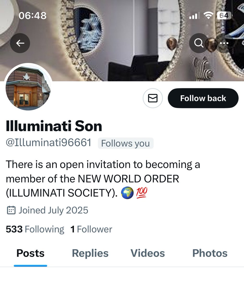 Woke up to the news that another member of the Illuminati is following me. 
They’re obviously impressed by my tweets about rugby league, cats and Hull City. Can’t wait to join.