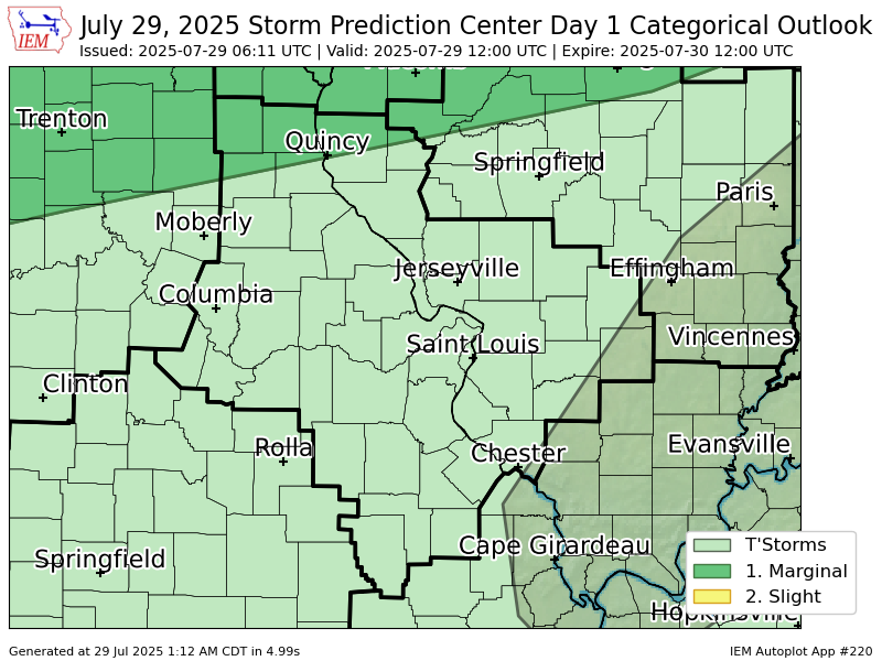 CPritch19's tweet image. #SPC issues Day 1 Marginal Convective Risk at Jul 29, 6:11z for LSX spc.noaa.gov/products/outlo…