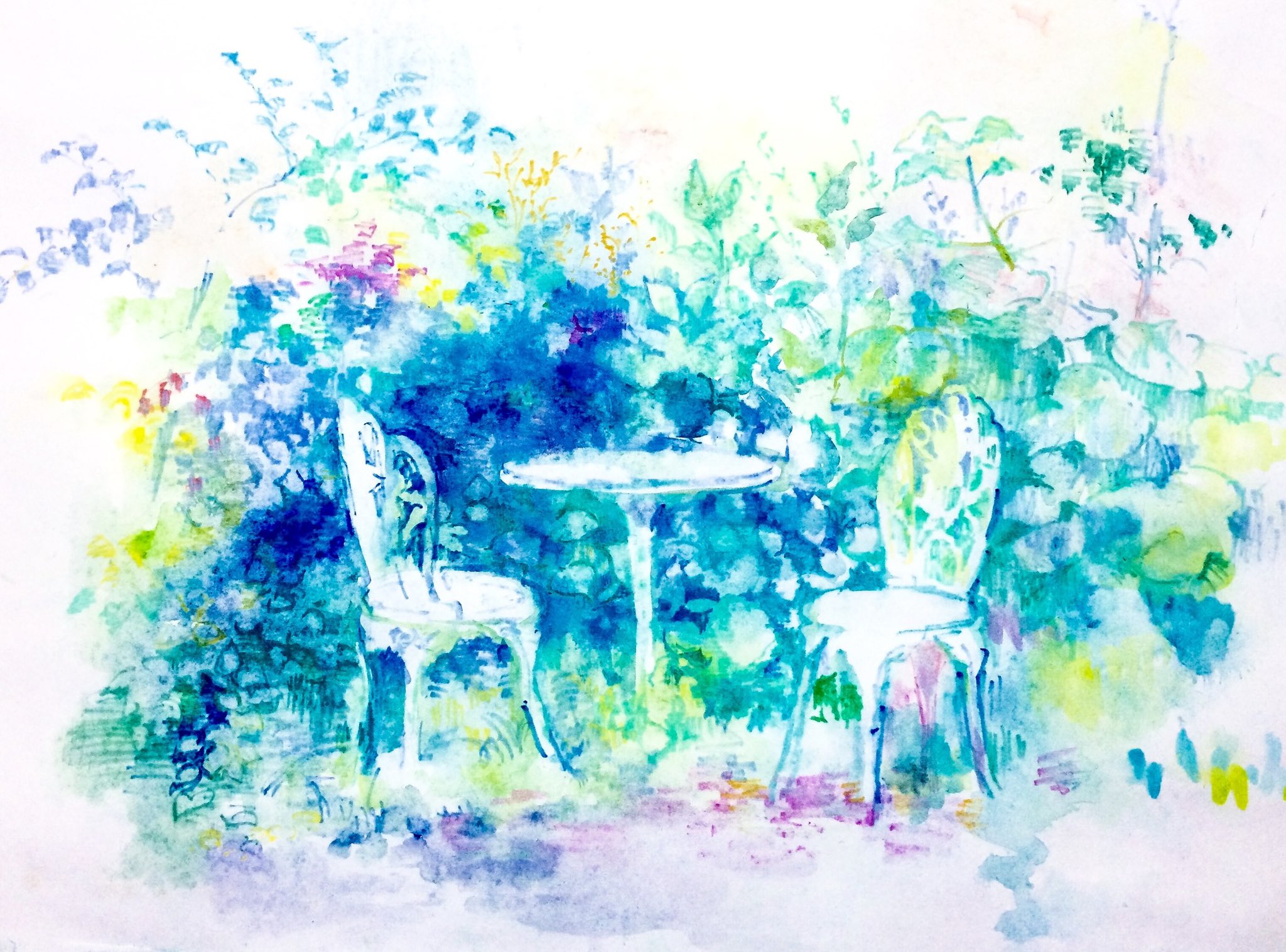 アザミの絵 原画 日本画 art 和紙 アート thistle 薊 あざみ アザミ 花